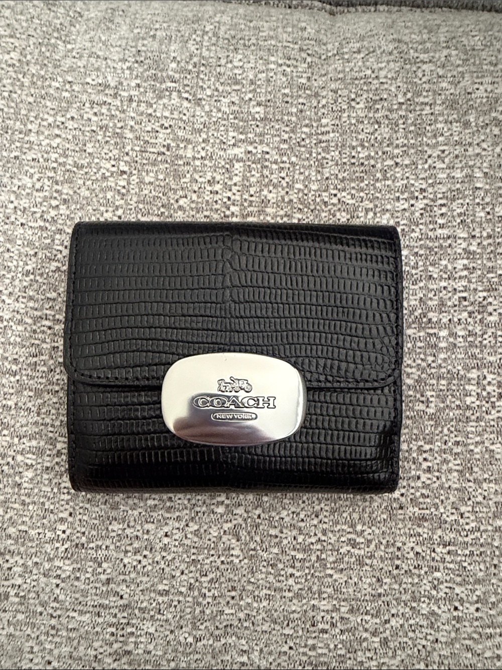 Coach Wallet in Black Leather with Silver Hardware